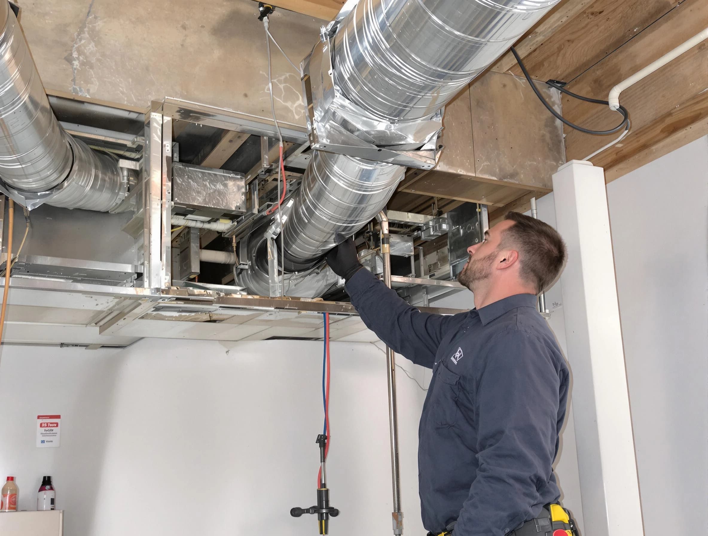 Ken Caryl Air Duct Cleaning technician performing professional air duct repair using specialized tools in Ken Caryl