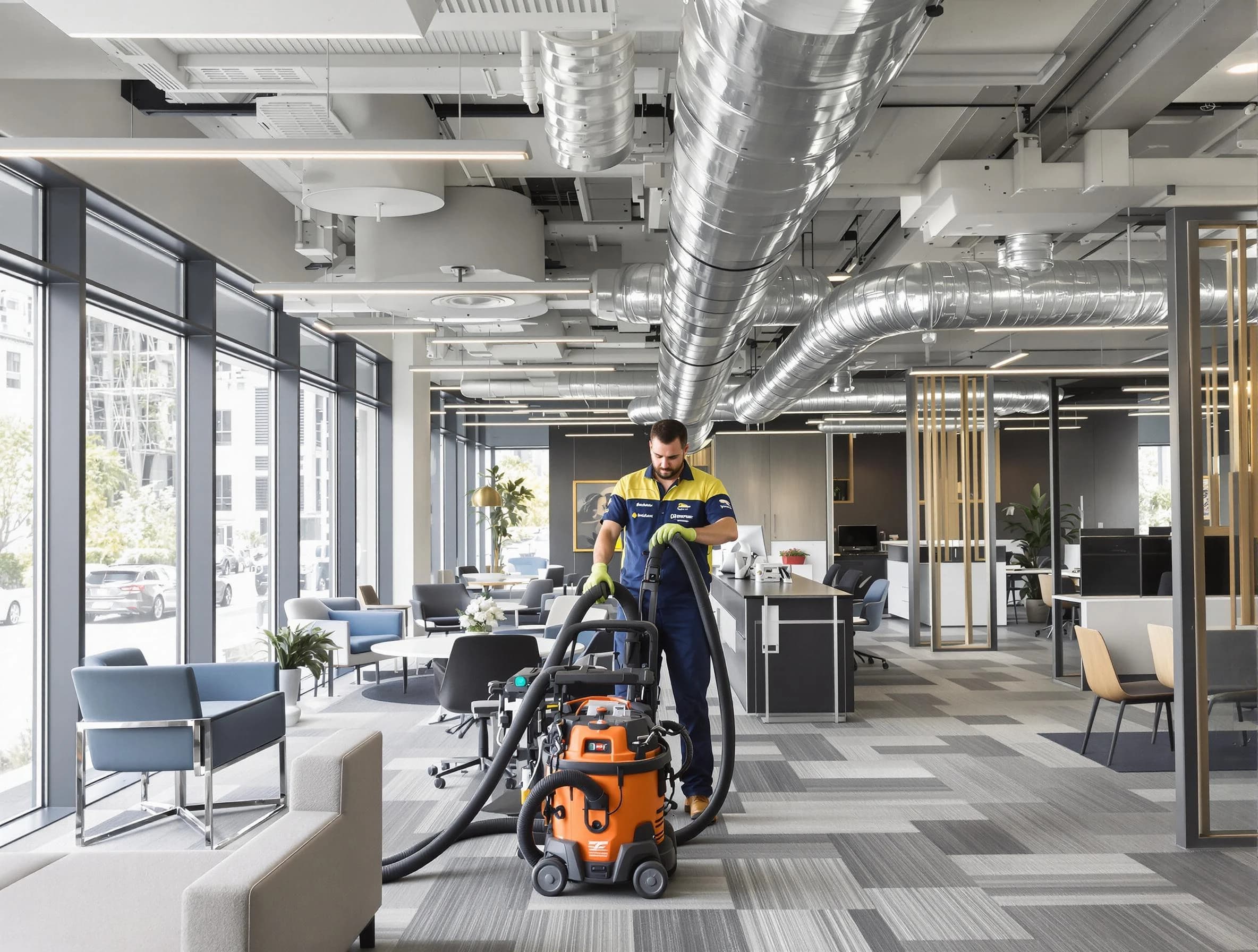 Ken Caryl Air Duct Cleaning team performing thorough commercial duct cleaning at a Ken Caryl business center
